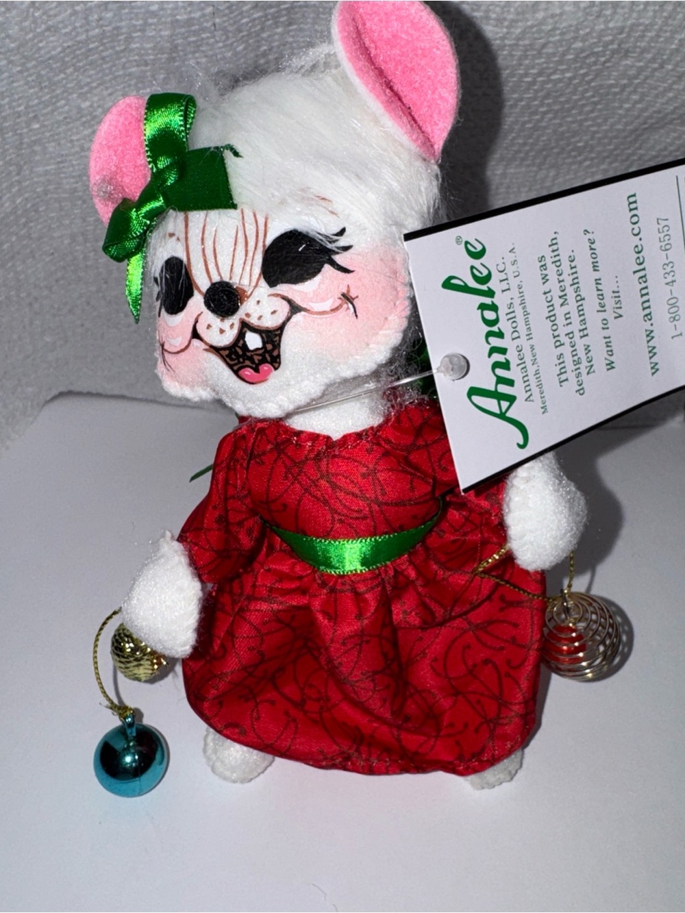 NEW Annalee Doll 6" WHIMSY GIRL 2020 Posable Plush Mouse With Ornaments 611520